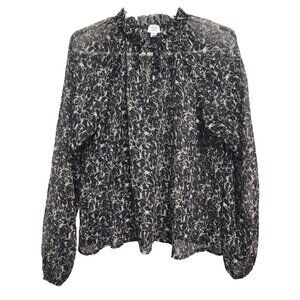 Evereve Payton Jensen Womens Fairy BOHO Top Medium Floral Sheer Long Sleeve